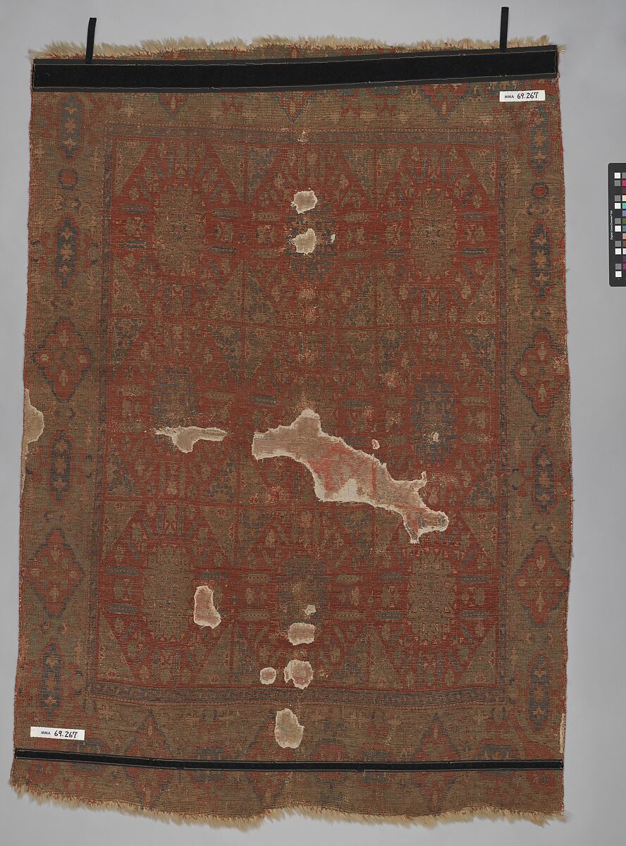 'Chessboard' Carpet, Animal hair (warp and pile), wool (weft); asymmetrically knotted pile