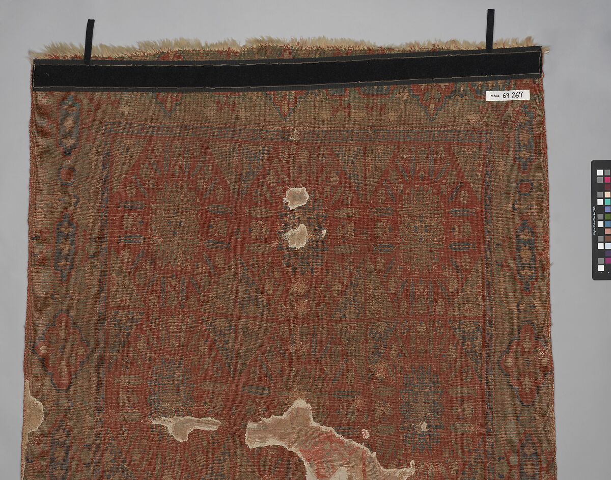 'Chessboard' Carpet, Animal hair (warp and pile), wool (weft); asymmetrically knotted pile