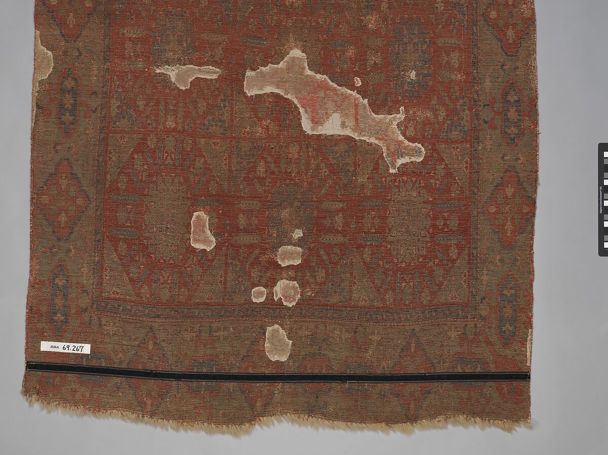 'Chessboard' Carpet, Animal hair (warp and pile), wool (weft); asymmetrically knotted pile