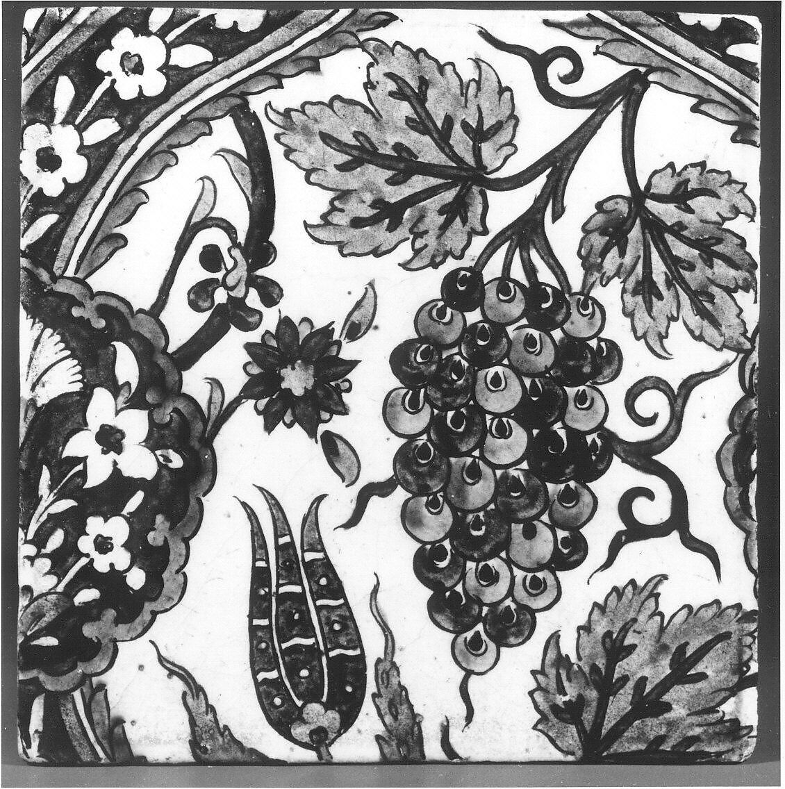 Tile, Artificial paste;  painted and glazed