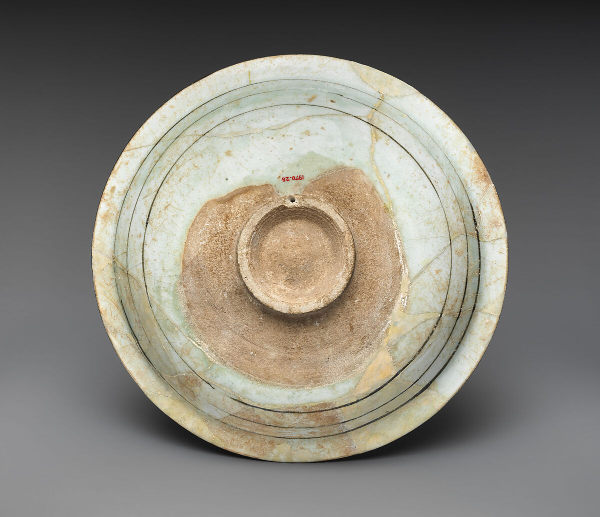 Bowl with Persian Inscription, Stonepaste; blue and black painted under transparent glaze