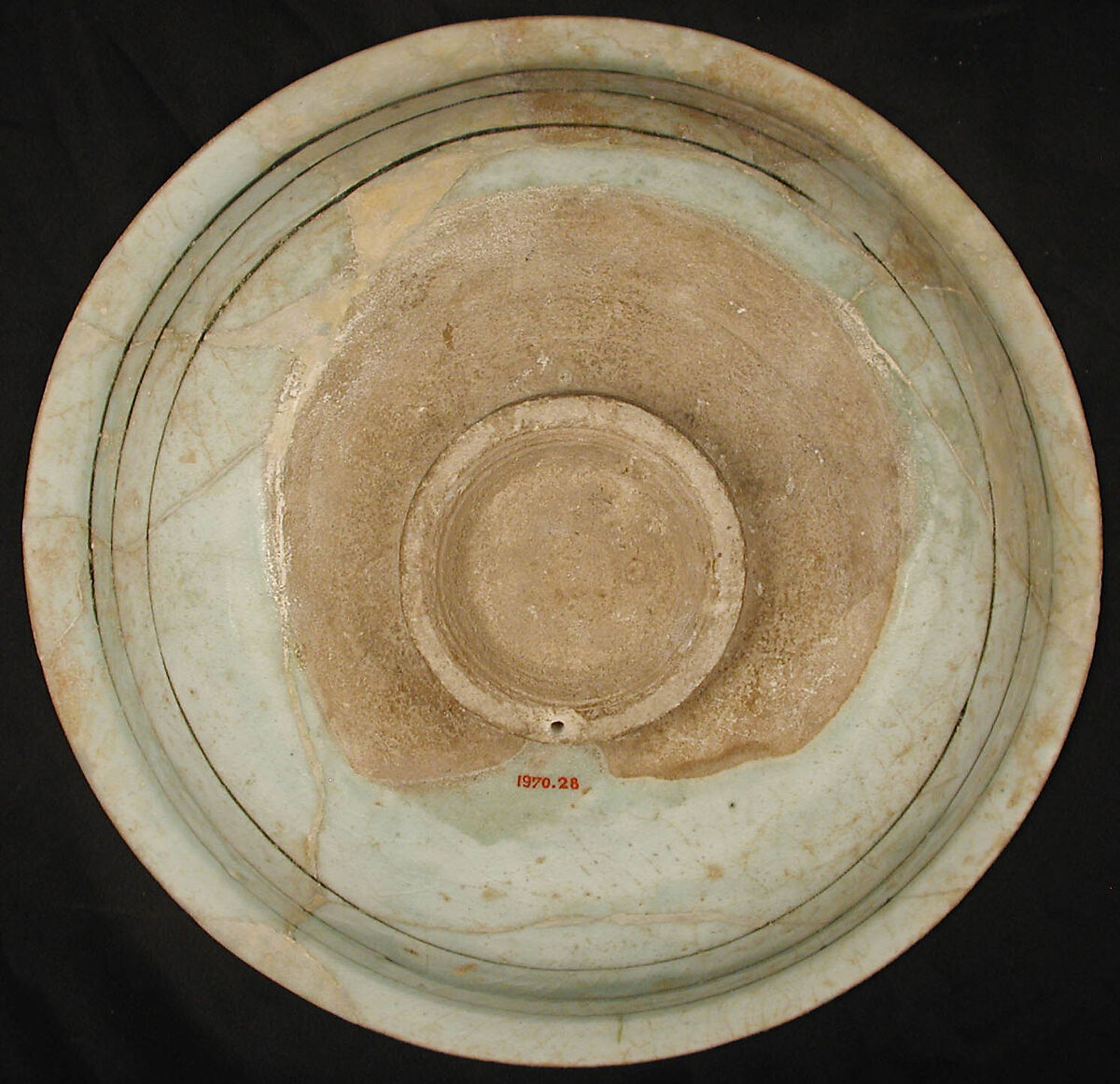Bowl with Persian Inscription, Stonepaste; blue and black painted under transparent glaze