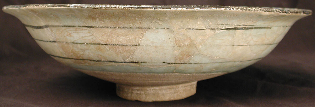 Bowl with Persian Inscription, Stonepaste; blue and black painted under transparent glaze