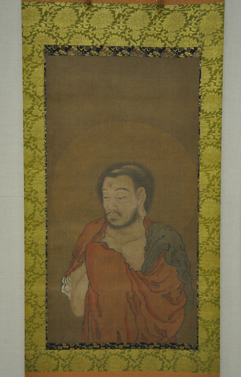 Shaka (Shakyamuni), The Historical Buddha, Descending from the Mountains, Hanging scroll; ink and color on silk, Japan 