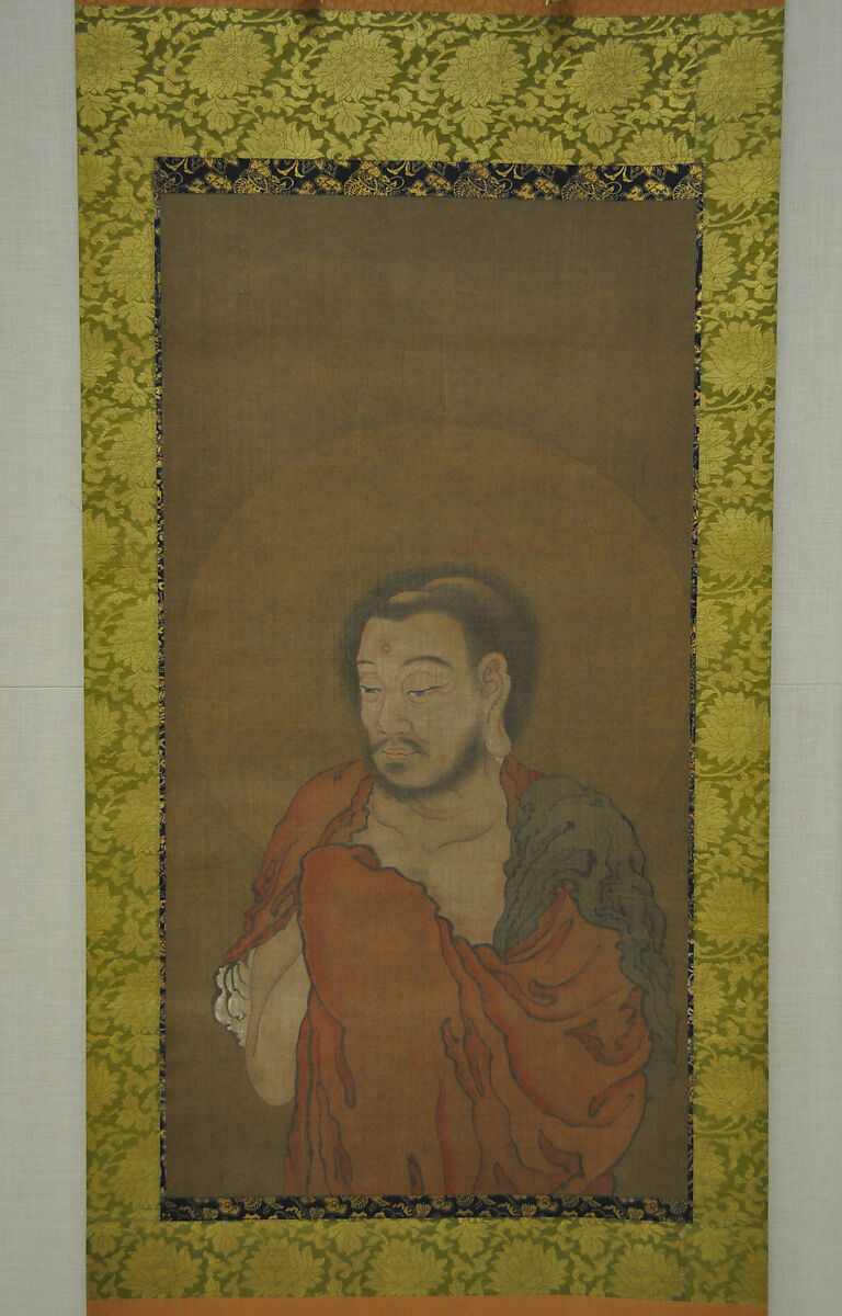 Shaka (Shakyamuni), The Historical Buddha, Descending from the Mountains, Hanging scroll; ink and color on silk, Japan