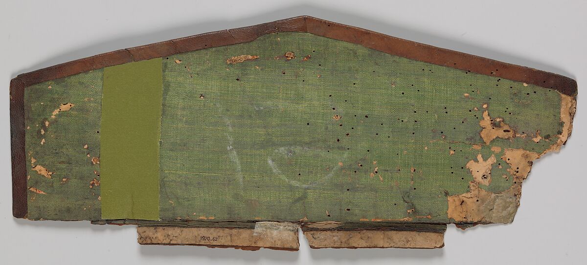 Flap of Bookbinding, Leather, silk, and gold; cut, tooled