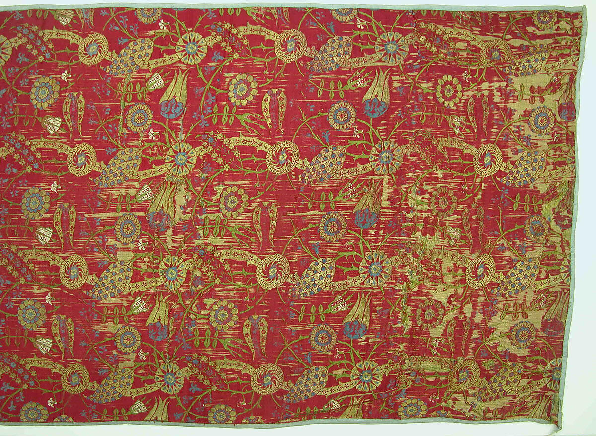 Textile Fragment, Silk, metal wrapped thread