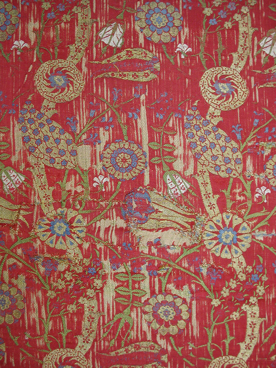 Textile Fragment, Silk, metal wrapped thread