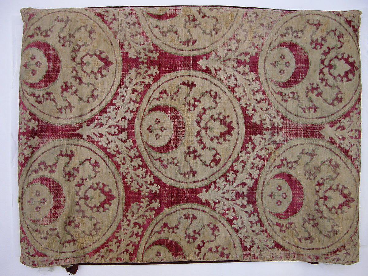 Cushion Cover (Yastik), Silk, cotton, and metal wrapped thread; cut and voided velvet, brocaded 
