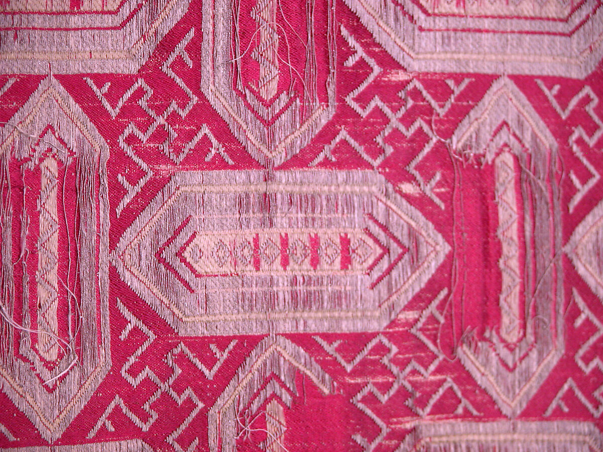 Textile with Cartouche Design, Silk, metal wrapped thread; lampas (kemha)