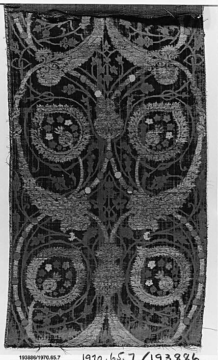 Textile Fragment, Silk, metal wrapped thread