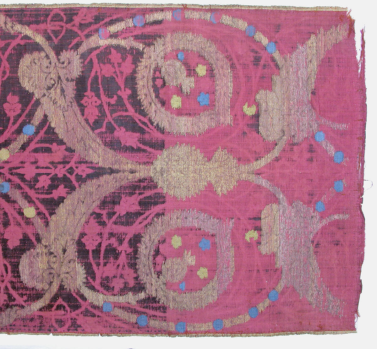 Textile Fragment, Silk, metal wrapped thread