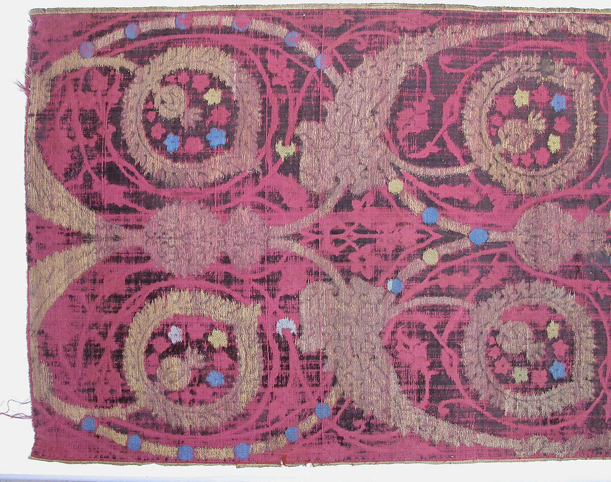 Textile Fragment, Silk, metal wrapped thread