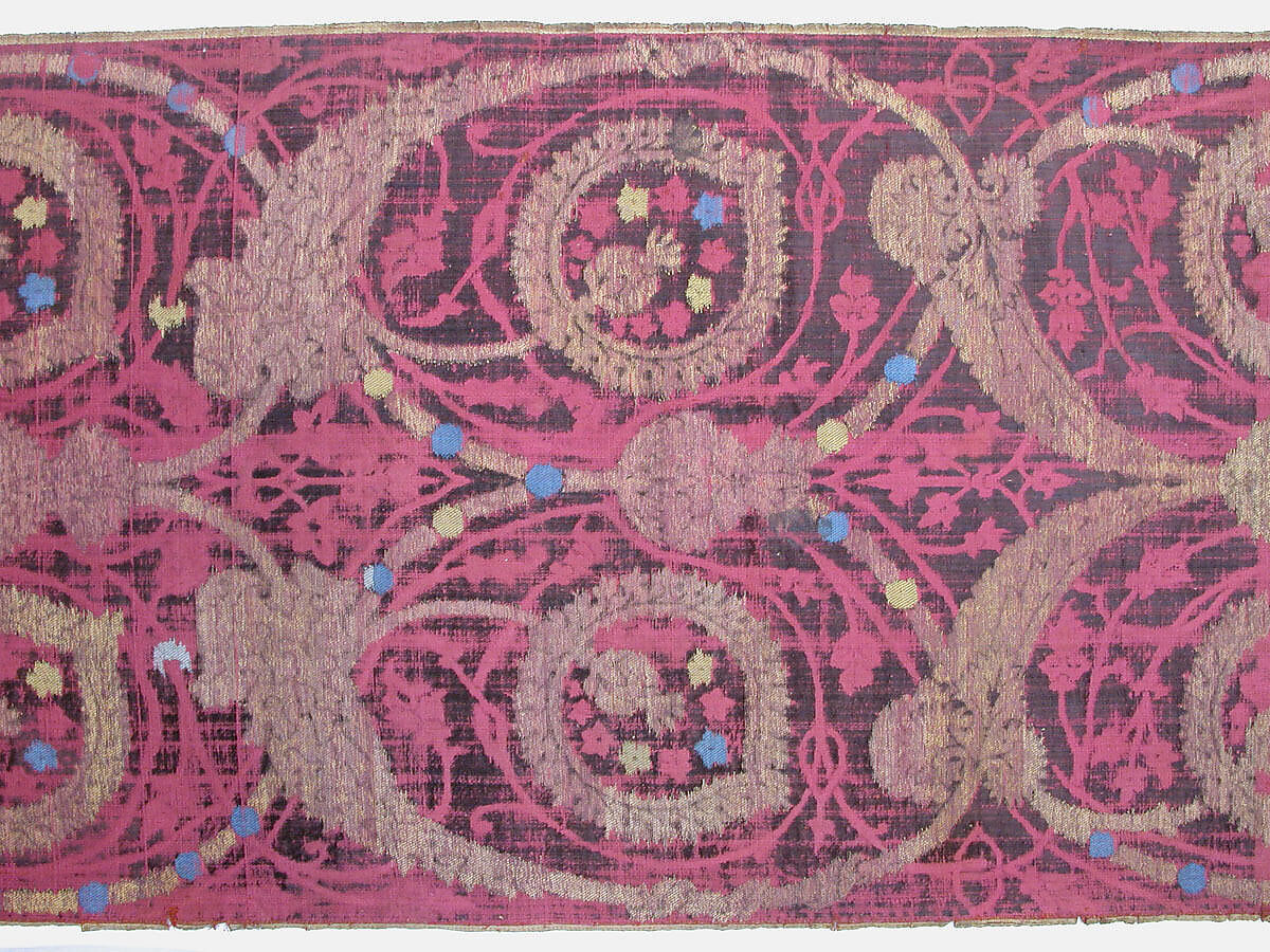 Textile Fragment, Silk, metal wrapped thread