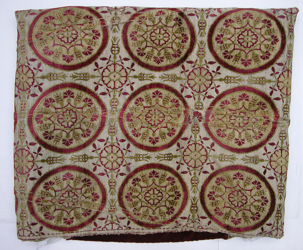 Cushion Cover (Yastik), Silk, cotton, metal wrapped thread; cut and voided velvet, brocaded 