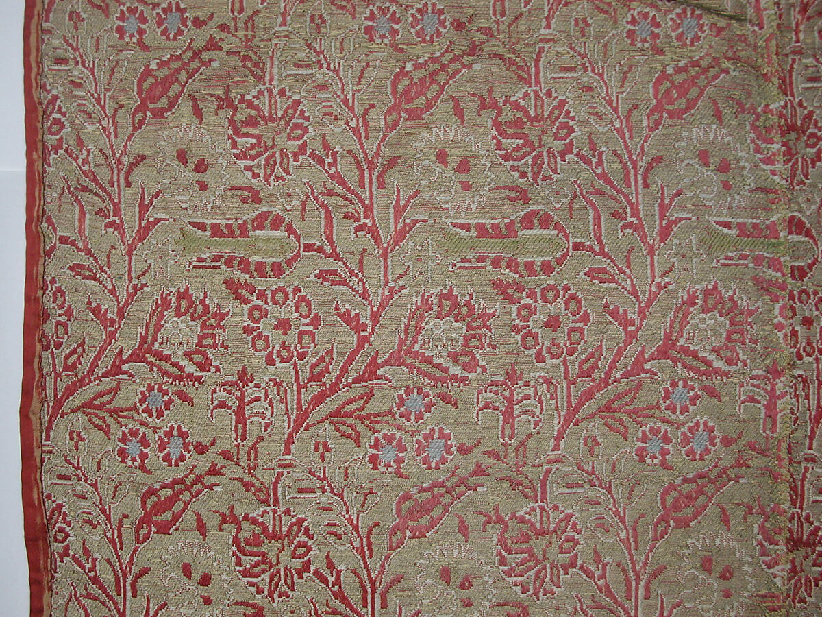 Textile Fragment, Silk, metal wrapped thread