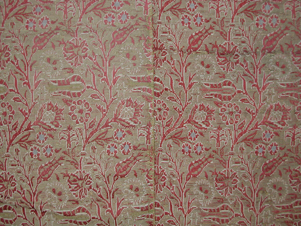 Textile Fragment, Silk, metal wrapped thread