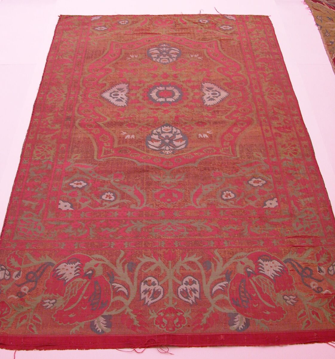Textile Fragment, Silk, metal wrapped thread, hemp