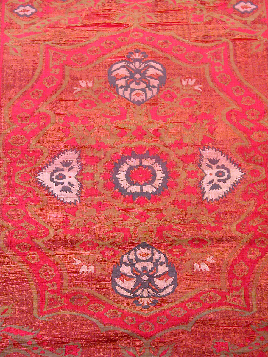 Textile Fragment, Silk, metal wrapped thread, hemp