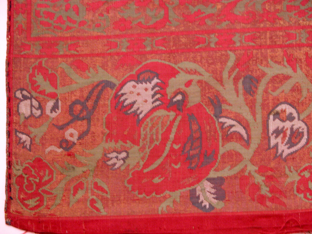 Textile Fragment, Silk, metal wrapped thread, hemp