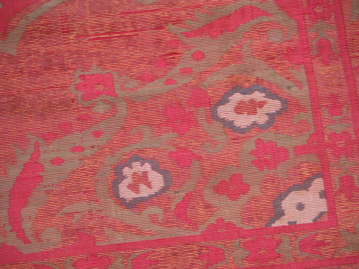 Textile Fragment, Silk, metal wrapped thread, hemp