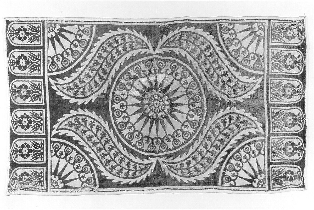 Cushion Cover (Yastik), Silk, cotton, and metal wrapped thread; cut and voided velvet, brocaded.