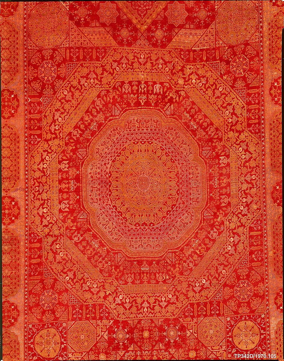 Five Medallion Carpet, Wool (warp, weft, and pile); asymmetrically knotted pile