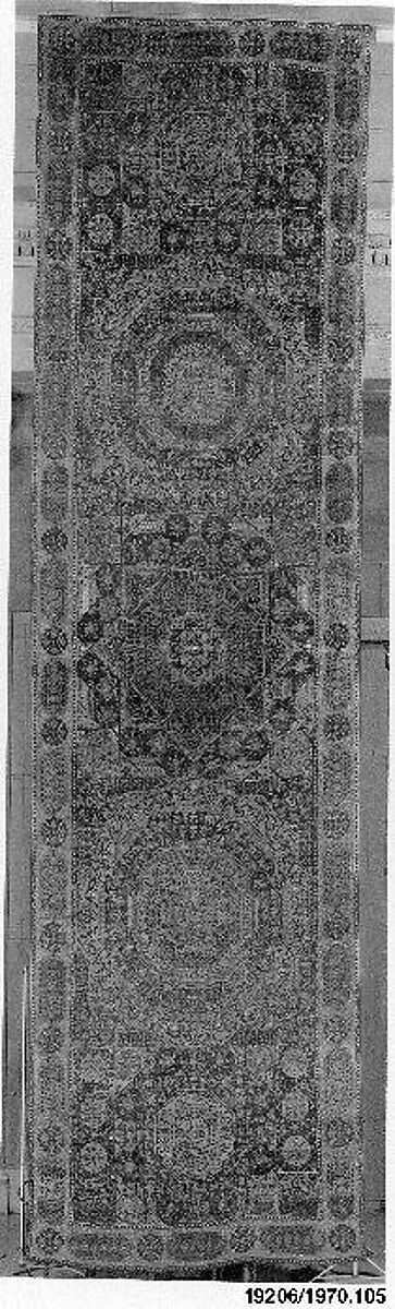 Five Medallion Carpet, Wool (warp, weft, and pile); asymmetrically knotted pile