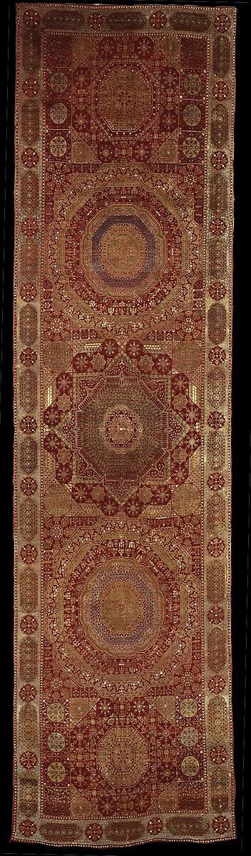 Five Medallion Carpet, Wool (warp, weft, and pile); asymmetrically knotted pile