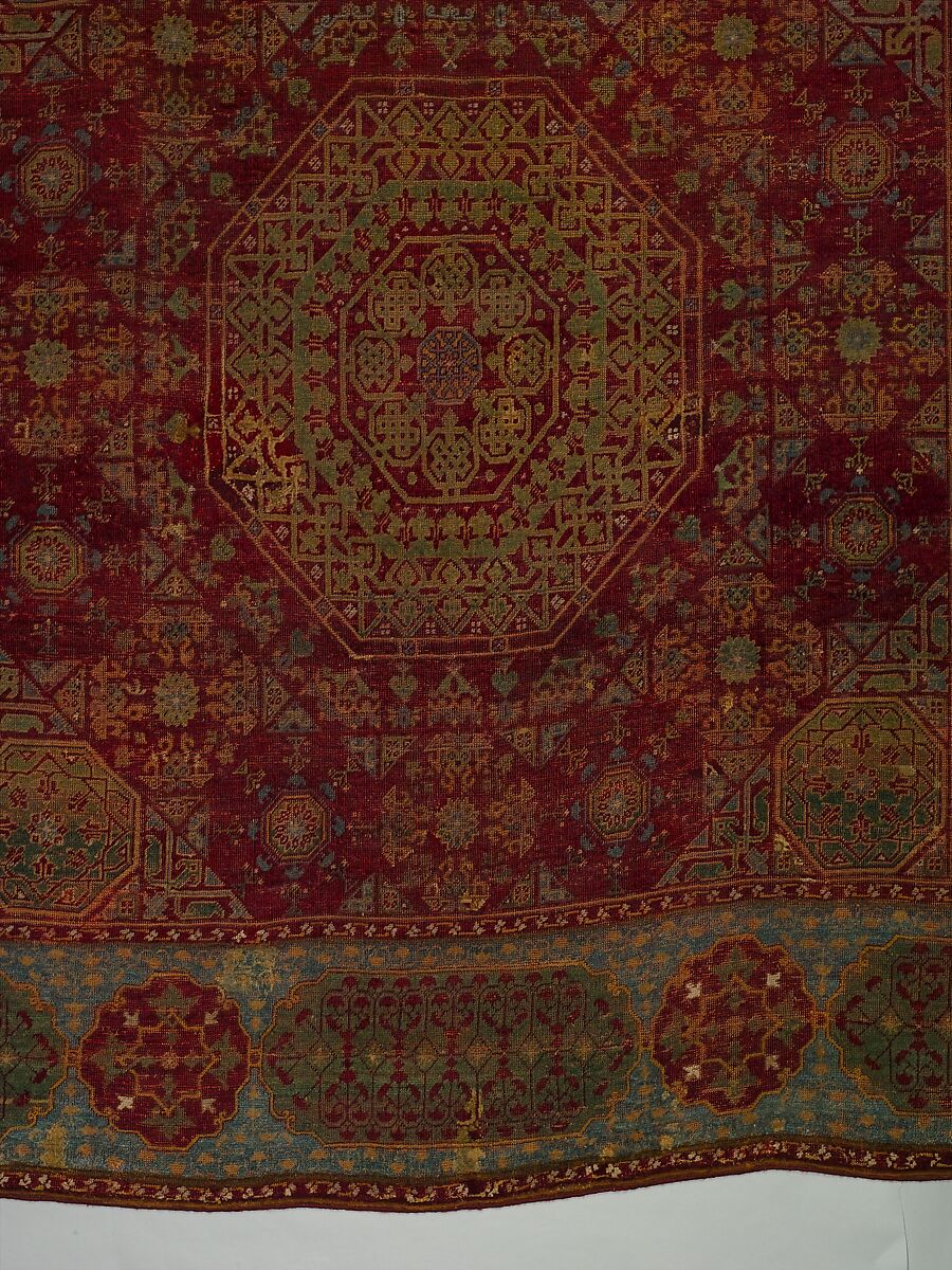 Five Medallion Carpet, Wool (warp, weft, and pile); asymmetrically knotted pile