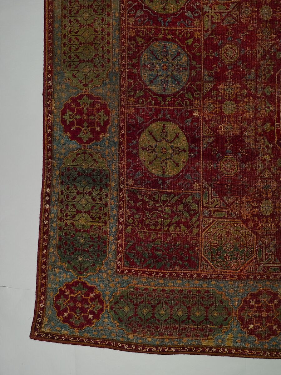 Five Medallion Carpet, Wool (warp, weft, and pile); asymmetrically knotted pile