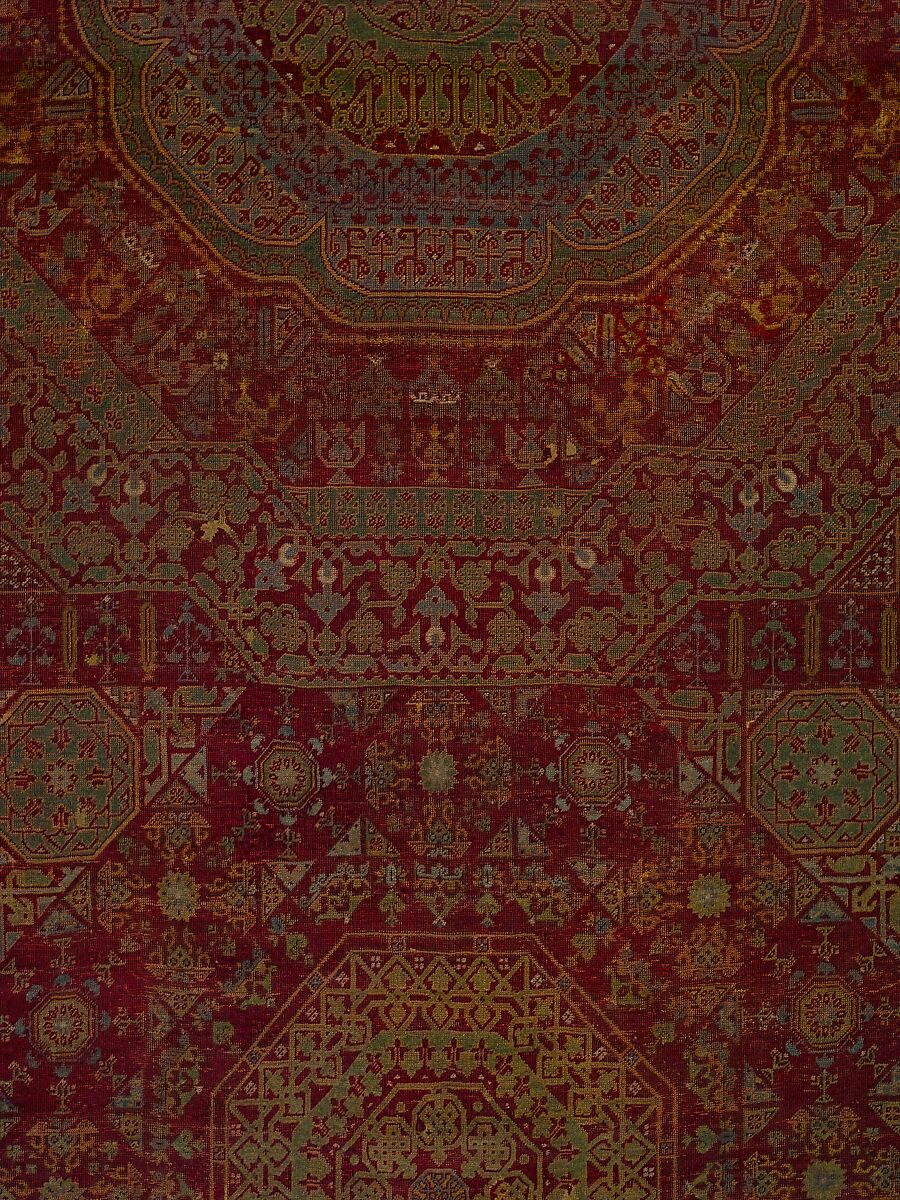 Five Medallion Carpet, Wool (warp, weft, and pile); asymmetrically knotted pile