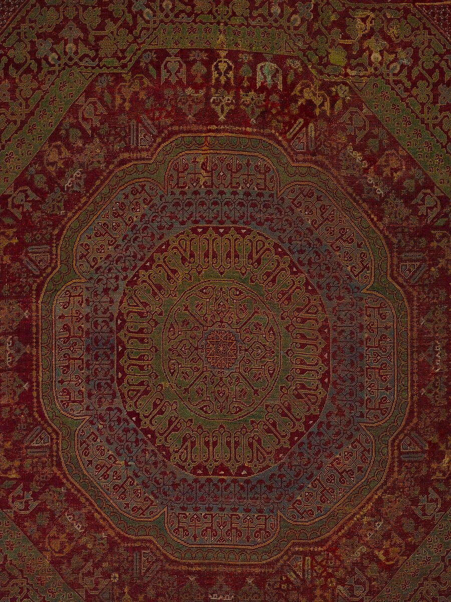 Five Medallion Carpet, Wool (warp, weft, and pile); asymmetrically knotted pile