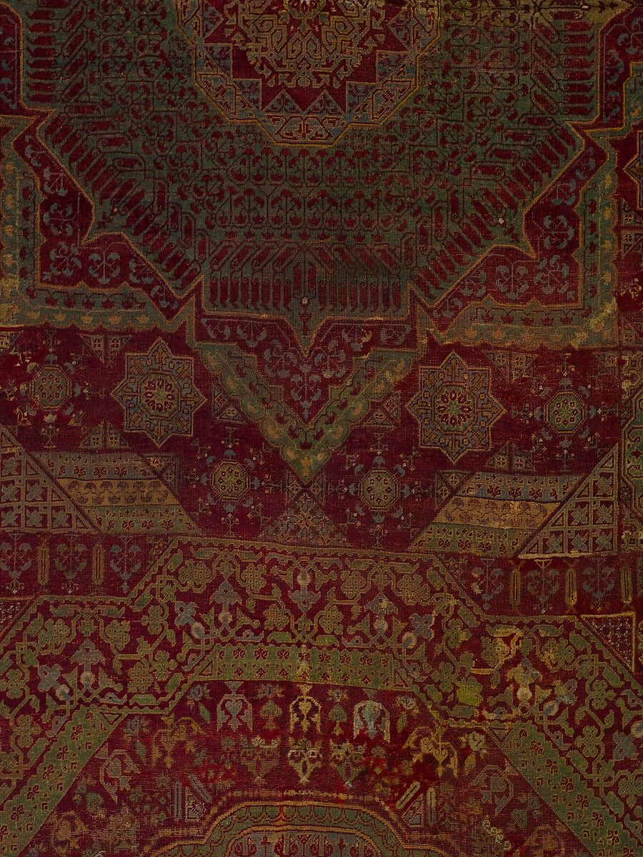 Five Medallion Carpet, Wool (warp, weft, and pile); asymmetrically knotted pile