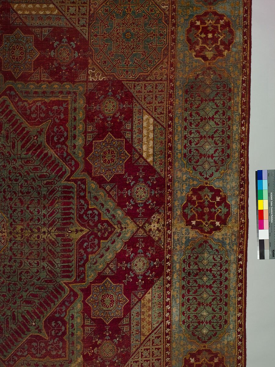 Five Medallion Carpet, Wool (warp, weft, and pile); asymmetrically knotted pile