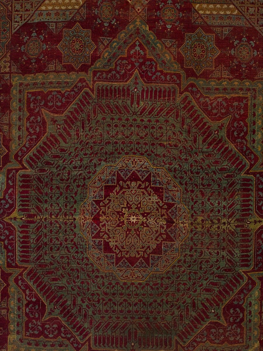 Five Medallion Carpet, Wool (warp, weft, and pile); asymmetrically knotted pile