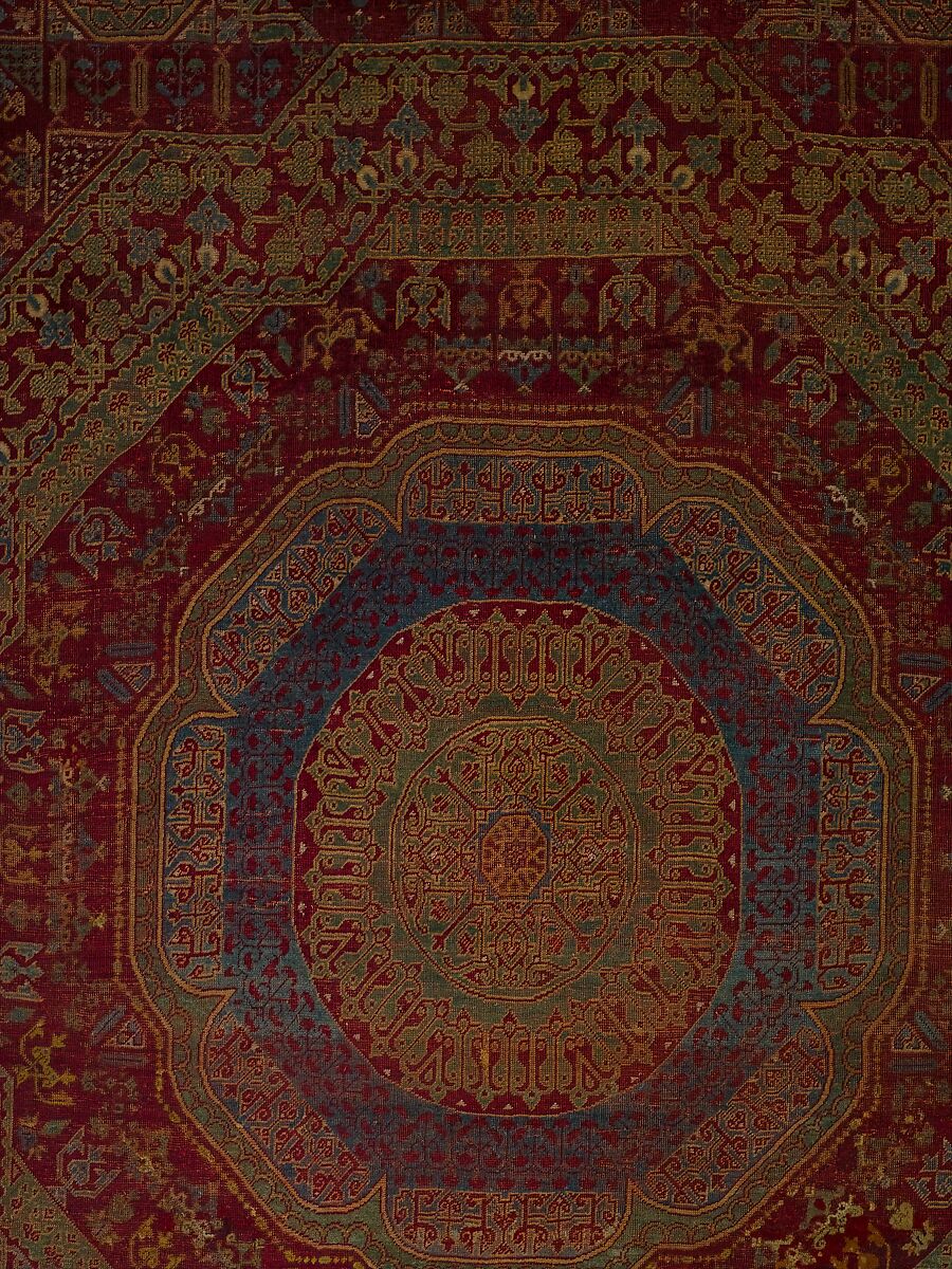 Five Medallion Carpet, Wool (warp, weft, and pile); asymmetrically knotted pile