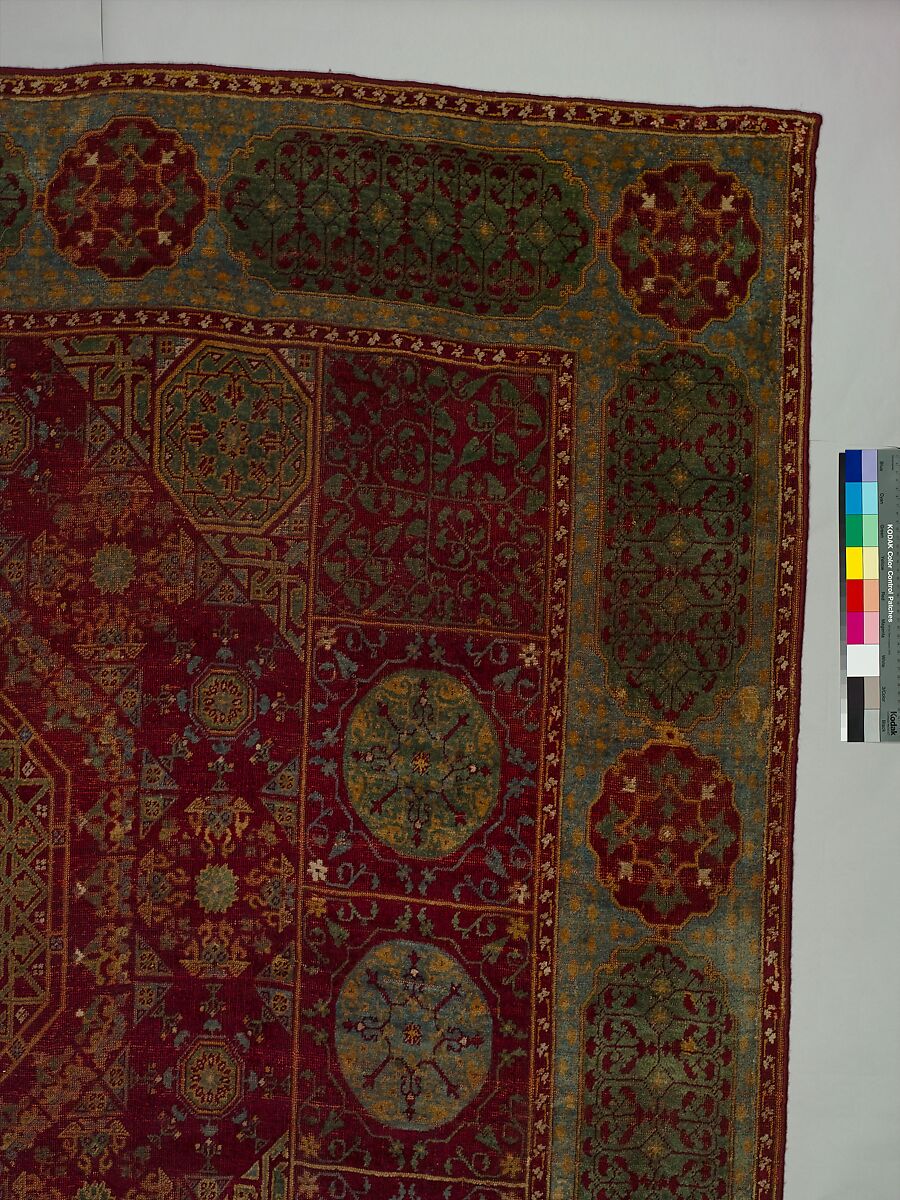 Five Medallion Carpet, Wool (warp, weft, and pile); asymmetrically knotted pile