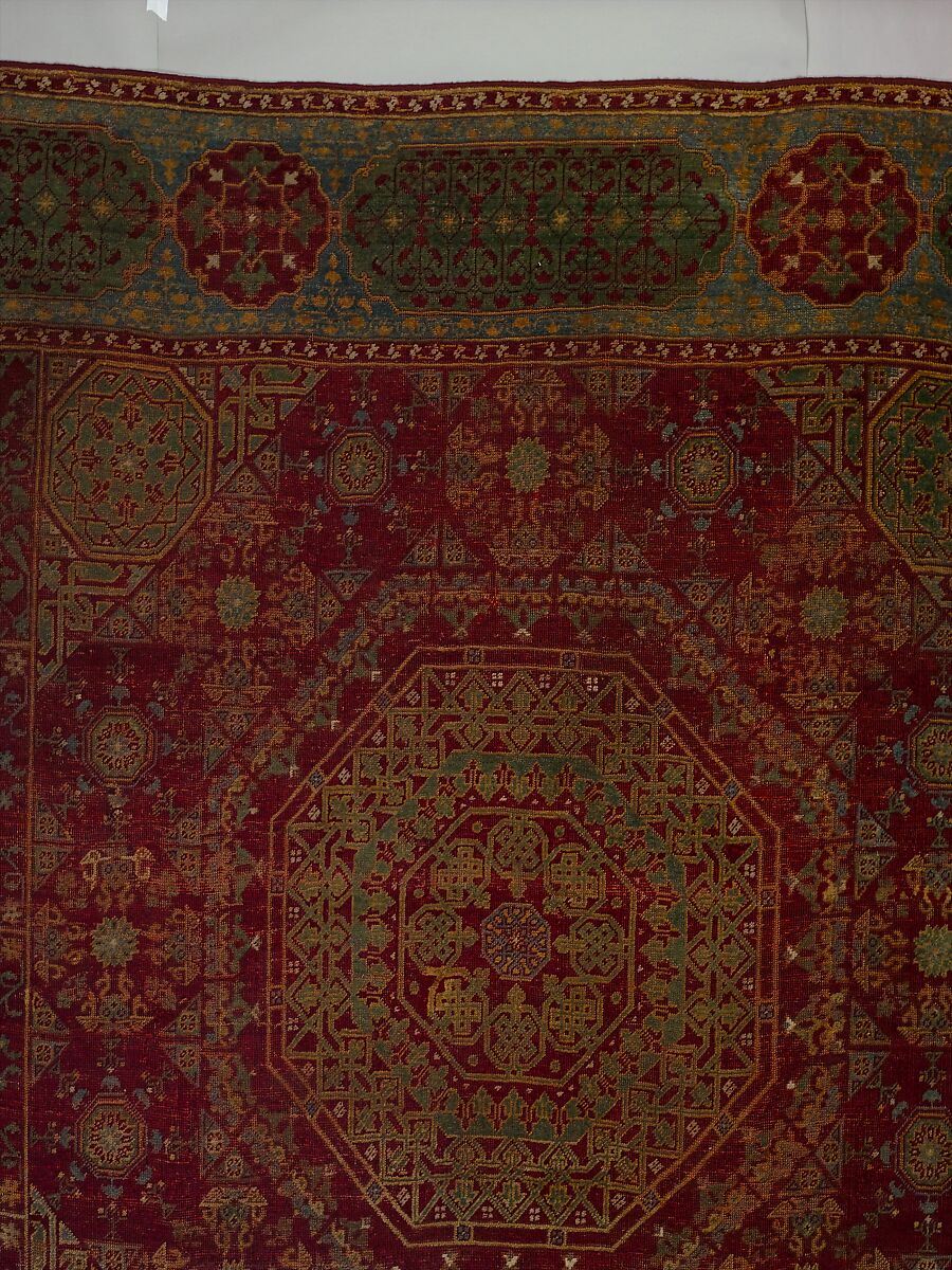 Five Medallion Carpet, Wool (warp, weft, and pile); asymmetrically knotted pile