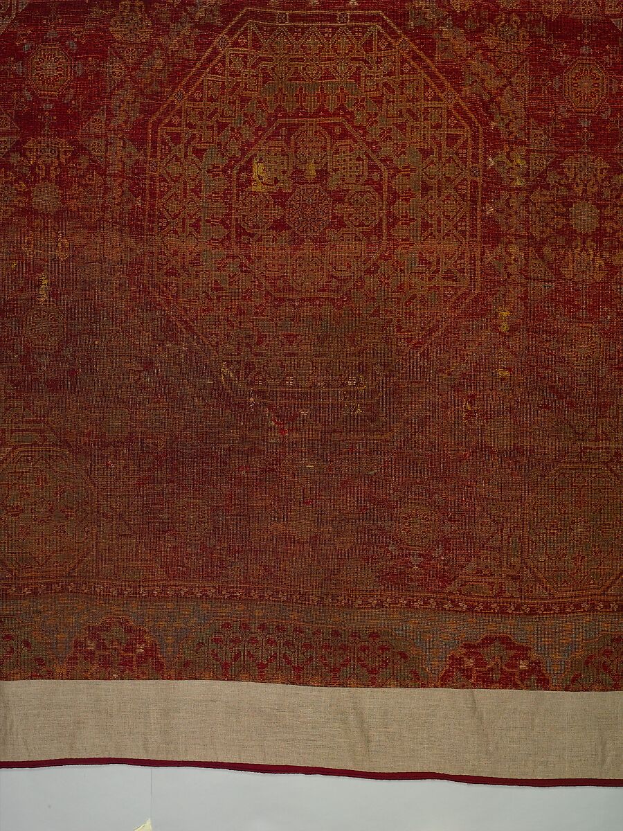 Five Medallion Carpet, Wool (warp, weft, and pile); asymmetrically knotted pile