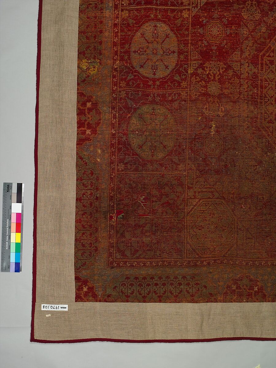 Five Medallion Carpet, Wool (warp, weft, and pile); asymmetrically knotted pile