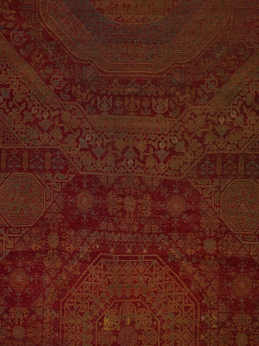Five Medallion Carpet, Wool (warp, weft, and pile); asymmetrically knotted pile