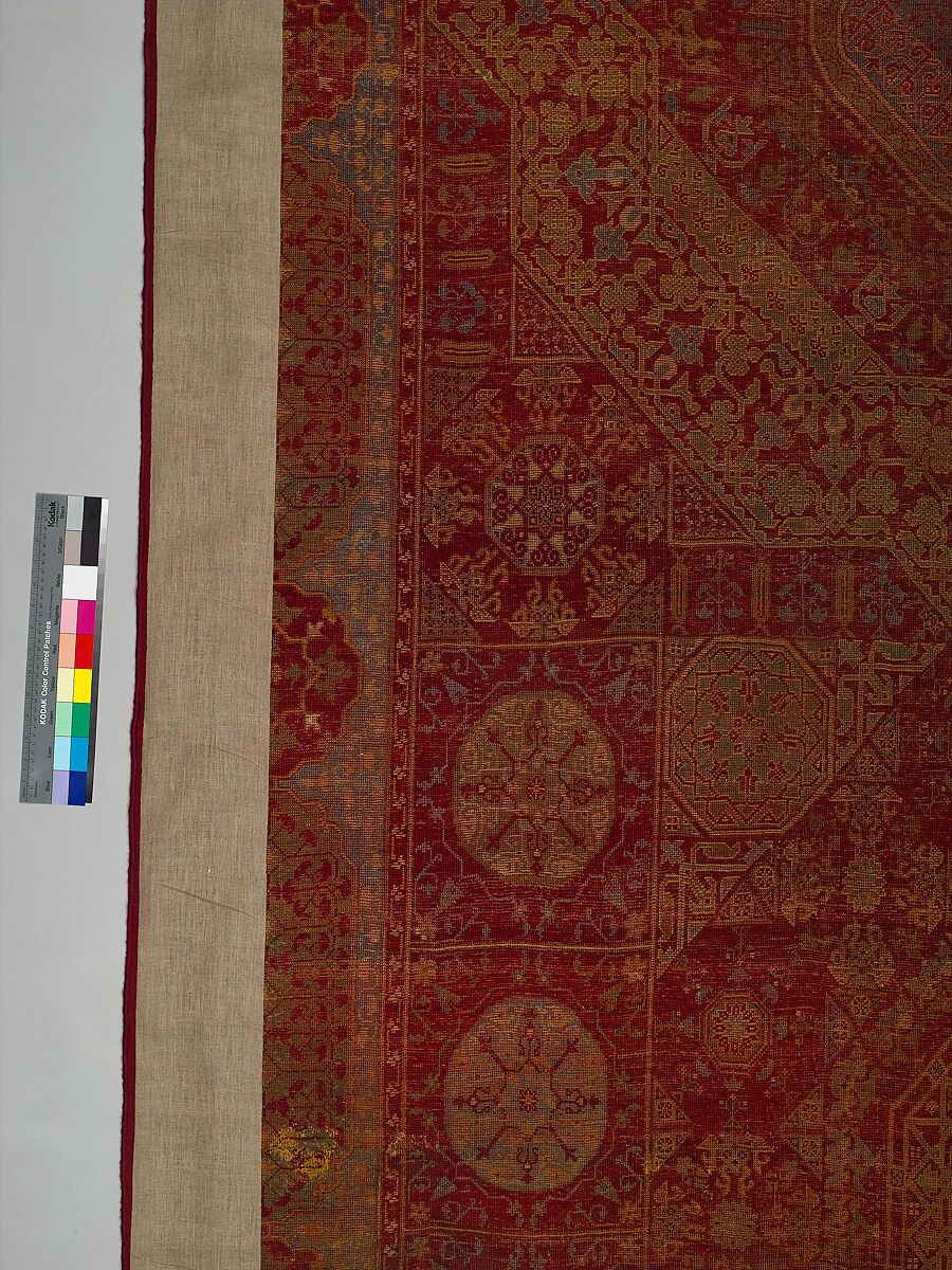 Five Medallion Carpet, Wool (warp, weft, and pile); asymmetrically knotted pile