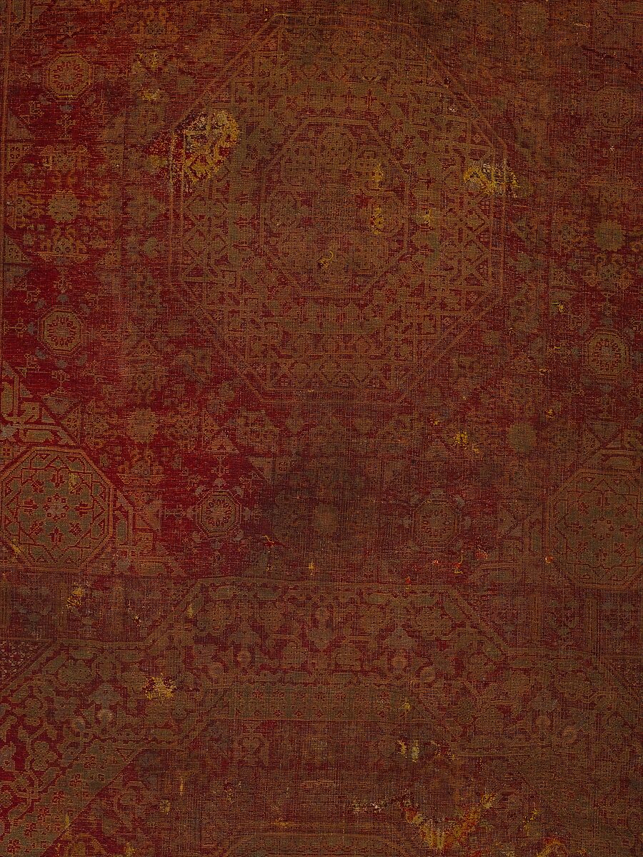 Five Medallion Carpet, Wool (warp, weft, and pile); asymmetrically knotted pile