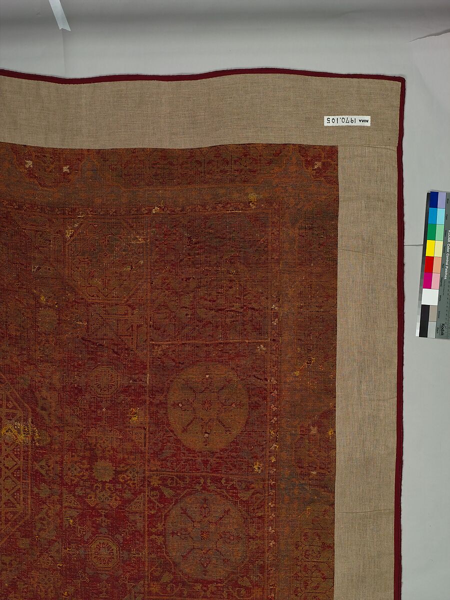 Five Medallion Carpet, Wool (warp, weft, and pile); asymmetrically knotted pile