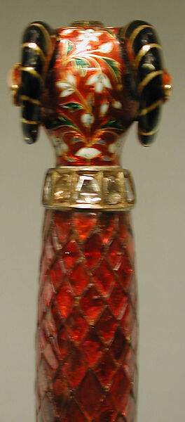 Jeweled and Enameled Ram's Head Dagger, Hilt: Gold, enameled and set with precious stones; kundan technique
Blade: steel