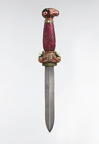 Jeweled and Enameled Ram's Head Dagger