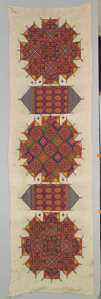 Hanging (Arid), Linen, silk; plain weave, embroidered 