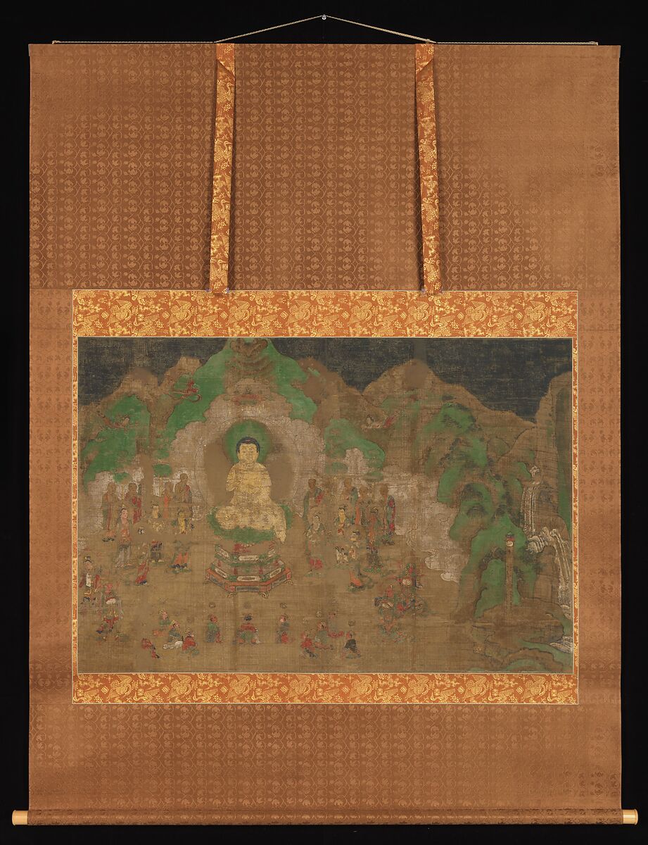 Scene from the Life of the Buddha, Section from a cycle of eight scenes from the life of the Buddha; ink, color, and gold on silk, Japan