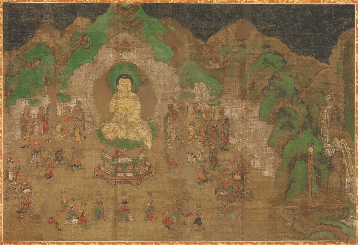 Scene from the Life of the Buddha, Section from a cycle of eight scenes from the life of the Buddha; ink, color, and gold on silk, Japan 